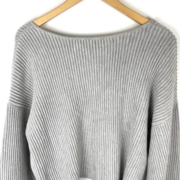 Lunya Cozy Cotton Silk Reversible Ribbed Pullover Sweater Mellow Grey Heather - Picture 11 of 15